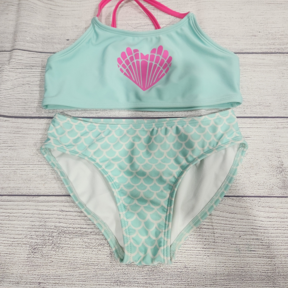 Cat & Jack Blue and Pink Bikini Set with Seashell Design